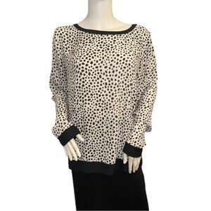 LOFT Black and White Leopard Print Top Size Medium